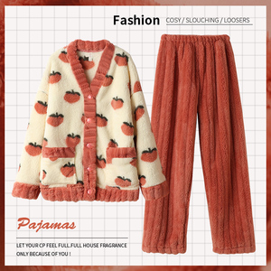 秋冬加绒加厚珊瑚绒睡衣