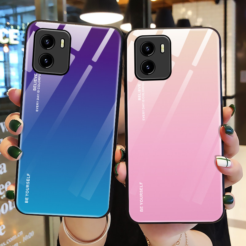 vivoiqoou5x mobile phone protective shell rainbow glass iqoou5 protection V2180GA silicone cover V2165A full wrapping edge 5G anti-fall iq00 soft shell u5x