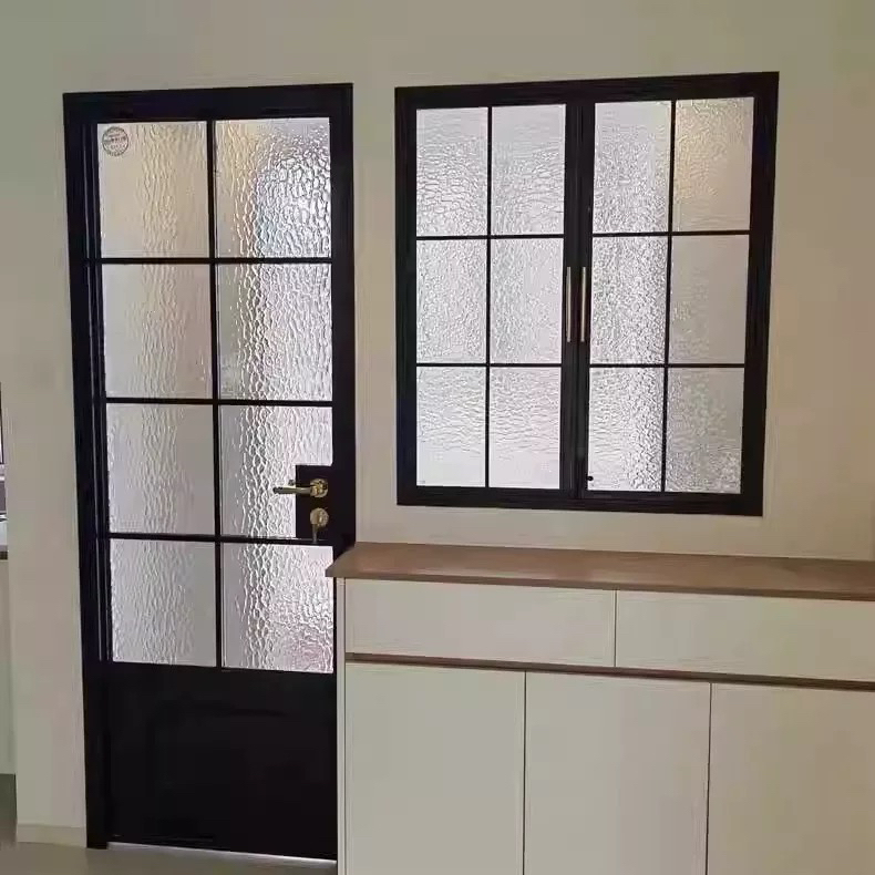 French-Style Wrought Iron Vintage Window, Black and White Lattice Window, Cream-Style Window, Pastoral Glass Floor-To-Ceiling Living Room Window