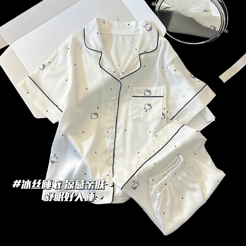 Ice Silk Children's Pajamas for Girls, Summer Thin Style 2026 New Short-Sleeved Children's Sweet Princess Style Home Wear Ice Silk Children's Pajamas for Girls, Summer Thin Style 2026 New Short-Sleeved Children's Sweet Princess Style Home Wear