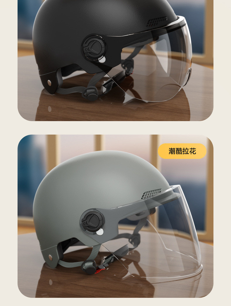 New National Standard C Certified Electric Motorcycle Helmet Unisex Battery Half Helmet Sun Protection Safety Helmet Universal for All Seasons