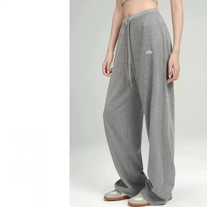 American Drawstring Straight-Leg Sweatpants for Women, Autumn High-Waisted Drapey Casual Pants, Relaxed Wide-Leg Pants, Fitness Pants, Sports Pants