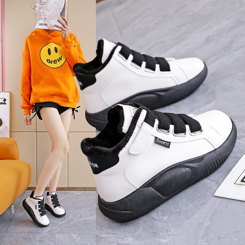 soft sole Genuine Leather Fleece-Lined Snow Boots for Women, 2025 Winter Hot-Selling Thickened Warm Large Cotton Shoes, Sports High-Top Shoes