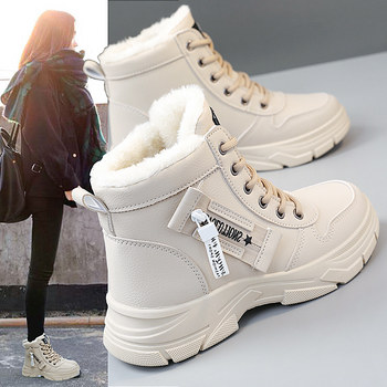 Women's Snow Boots 2025 New Winter Style, Fleece-Lined and Thickened Martin Boots, Sports Shoes for Women, Student Short Boots, Warm Cotton Shoes