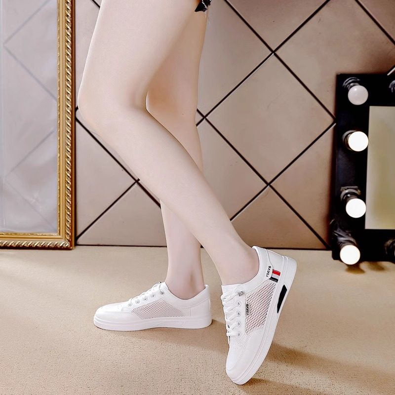 Tmall Genuine Leather White Sneakers for Women 2025 Summer New Mesh Breathable Sports Sneakers Lightweight Casual Shoes for Women