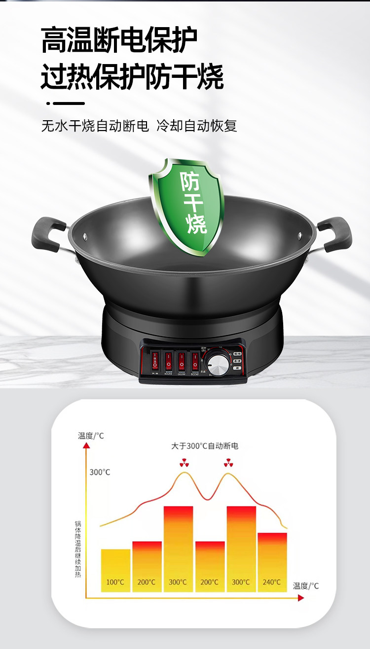 Плиты 铸铁多功能料理锅家用电炒锅蒸煮炒炖一体式爆炒电锅电火锅炒锅