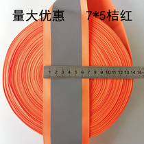 7CM orange red bright reflective webbing workwear Upper sewing reflective strips fabric safety warning with fluorescent strips