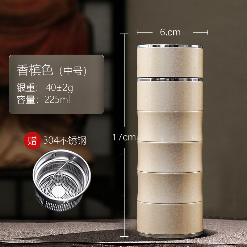 中式風格竹節純銀999水杯高檔食用級保溫杯送禮用雲南手工製-Taobao-Tmall