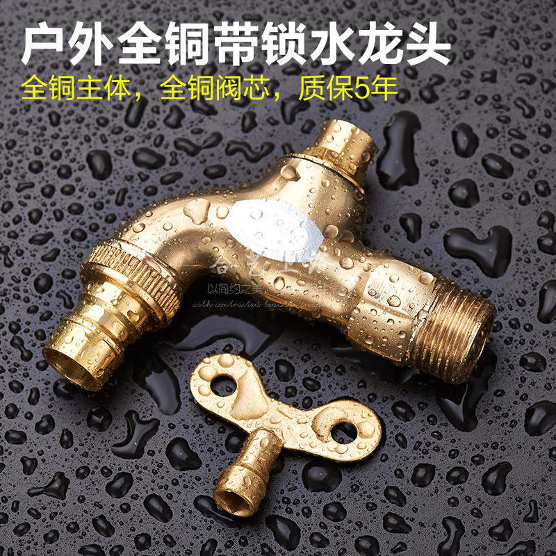 All copper home with lock and key washing machine mop pool faucet public place outdoor outdoor anti-theft faucet