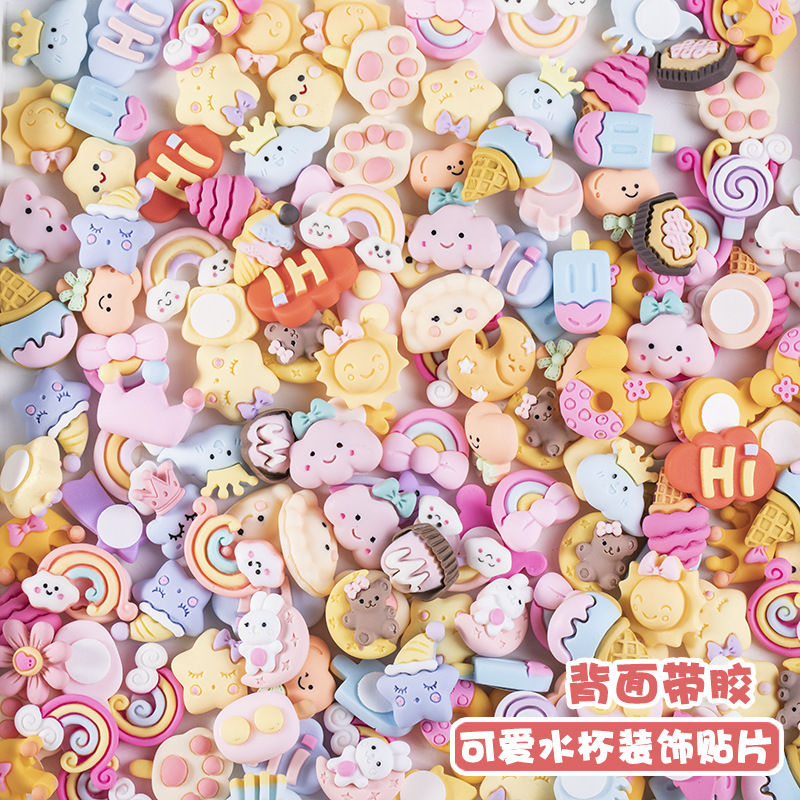 diy accessories with back adhesive resin cartoon cute water glass patch accessories random mix phone shell fridge decorations-Taobao