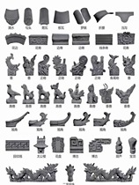 Blue tile roof antique tiles small green tiles dripping cat head three-star ridge ancient building accessories complete