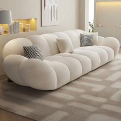 French Style Cloud Cream Style Petal Sofa Modern Minimalist Popular Straight Row Small Apartment Living Room Puff Fabric Sofa