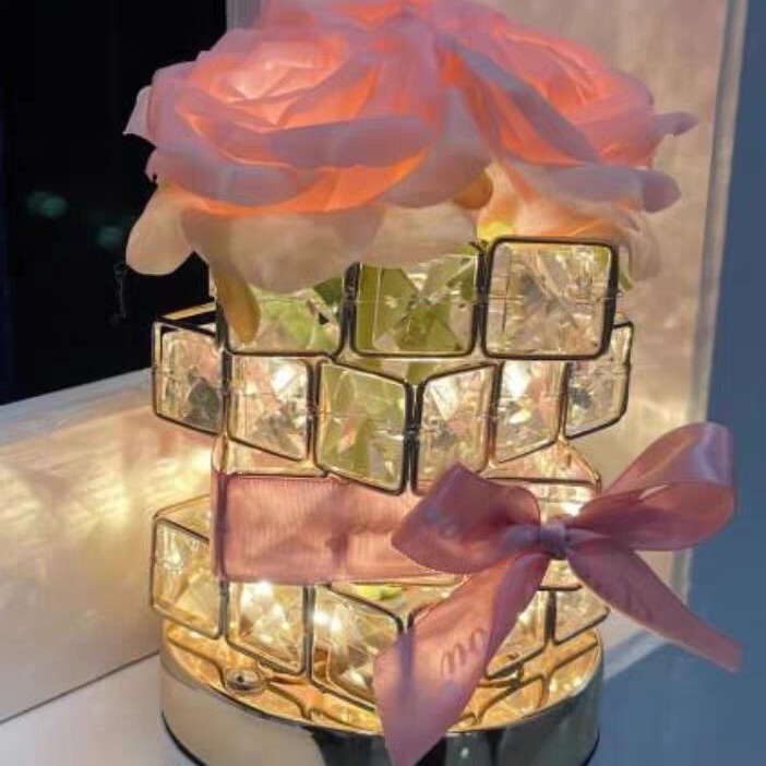 Rose Cube Atmosphere Table Lamp Night Light Gift for Girls, Best Friends, Birthday, Chinese Valentine's Day, High-End Decoration Rose Cube Atmosphere Table Lamp Night Light Gift for Girls, Best Friends, Birthday, Chinese Valentine's Day, High-End Decoration