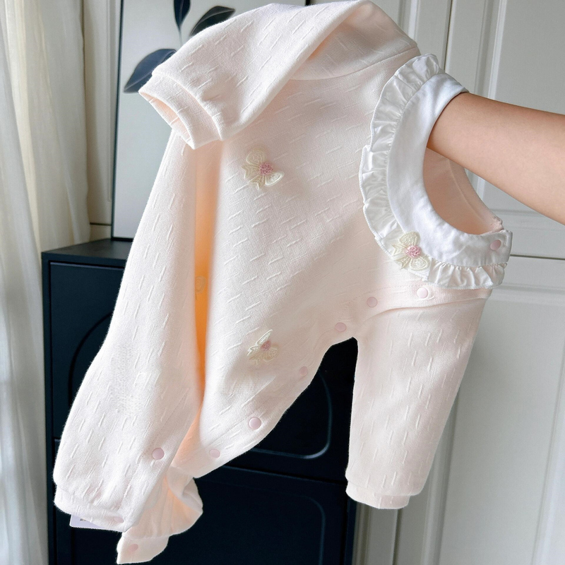 Baby Jumpsuit Spring and Autumn A-Grade Cotton Newborn Long-Sleeved Home Clothes for Baby Girls Sweet Outing Crawling Clothes Romper