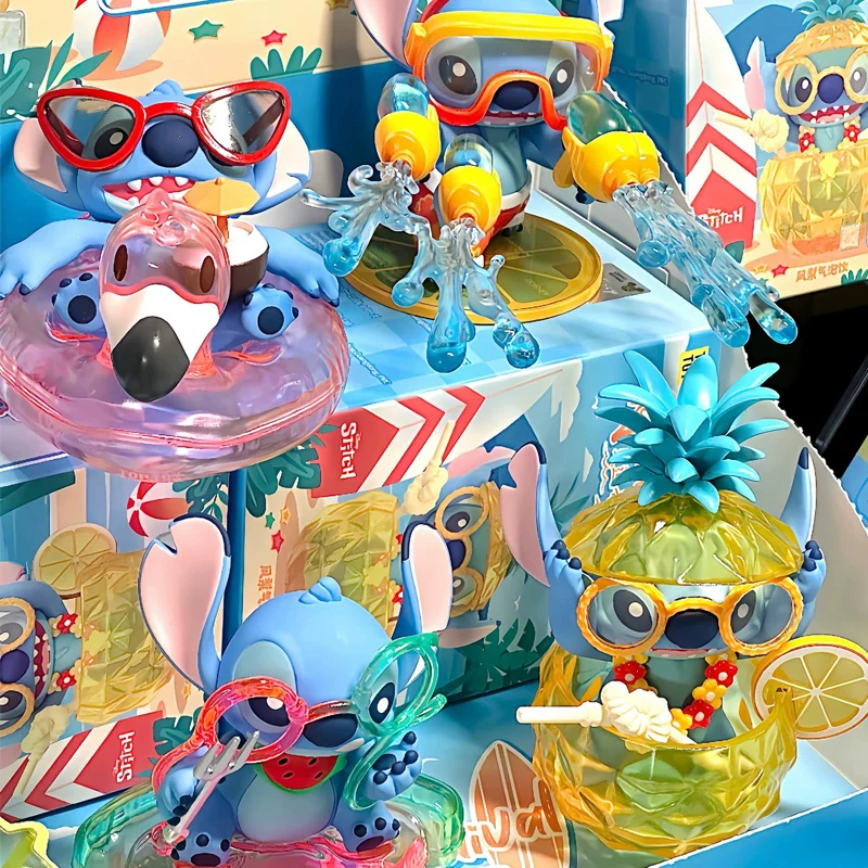 TOPTOY Disney Stitch Blind Box Summer Carnival Series Figure Stitch Cute Desktop Ornament