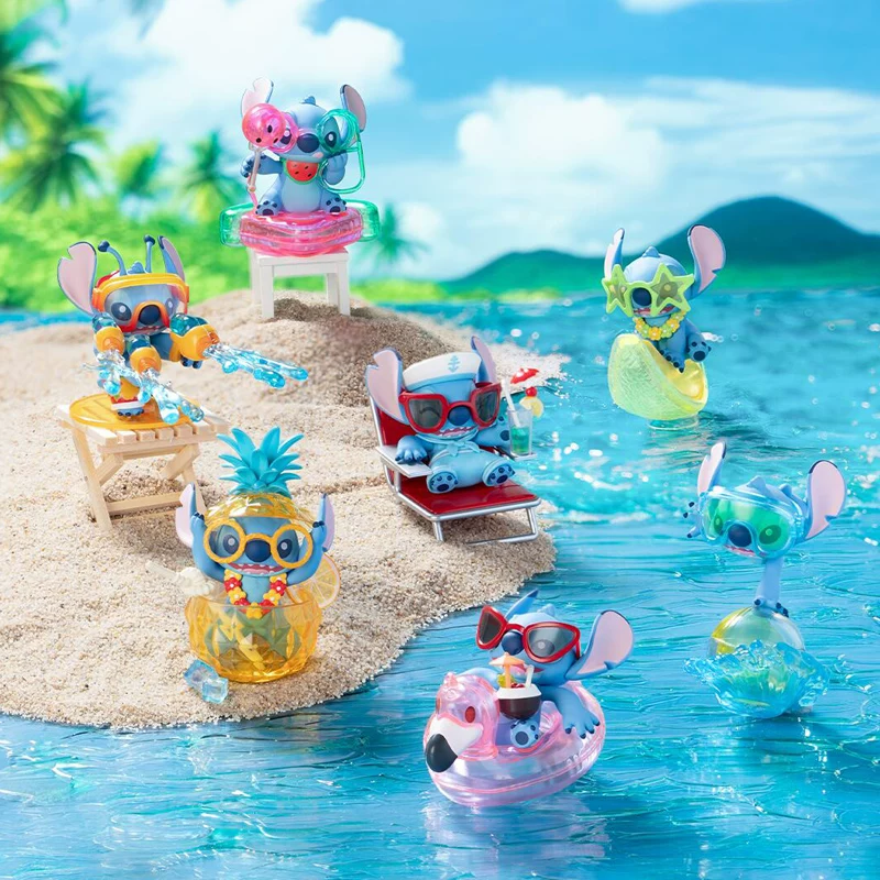TOPTOY Disney Stitch Blind Box Summer Carnival Series Figure Stitch Cute Desktop Ornament