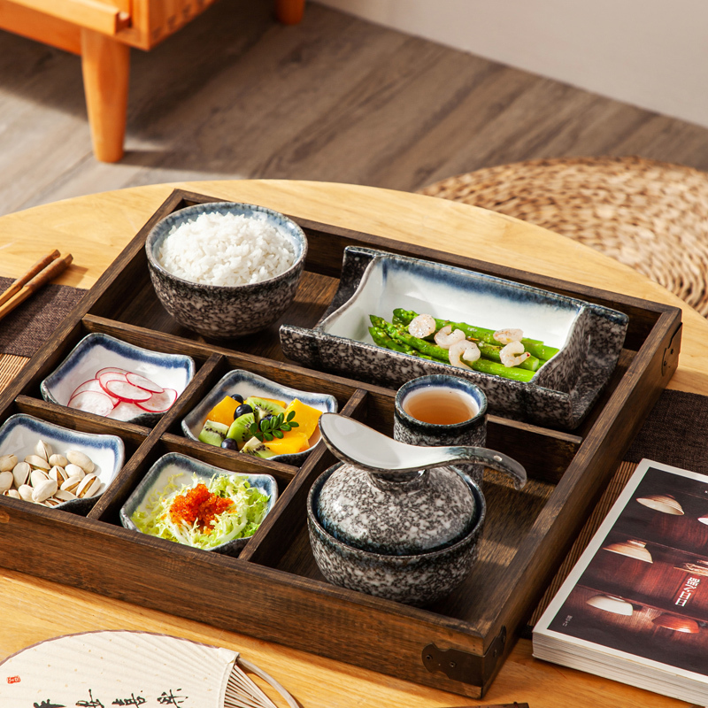 Chinese-Style Guesthouse, Unique Ceramic Tableware Set, Japanese Retro Style, Postpartum Care Center Standard One-Person Meal Chinese-Style Guesthouse, Unique Ceramic Tableware Set, Japanese Retro Style, Postpartum Care Center Standard One-Person Meal