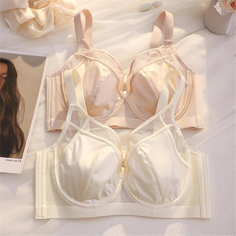 Victoria Mulberry Silk Satin Underwear for Women with Large Busts, Slimming Thin Style 0.1cm Adjustable Soft Underwire Bra Victoria Mulberry Silk Satin Underwear for Women with Large Busts, Slimming Thin Style 0.1cm Adjustable Soft Underwire Bra