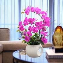 Feel pu Phalaenopsis simulation flower art high-end flower arrangement living room decoration flower decoration fake flower decoration potted TV cabinet