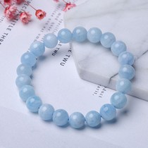 Aquamarine Bracelet Female Devil Blue Aquamarine Ice Species Raw Stone Single Ring Loose Beads Blue Beads Crystal Single Ring Bracelet