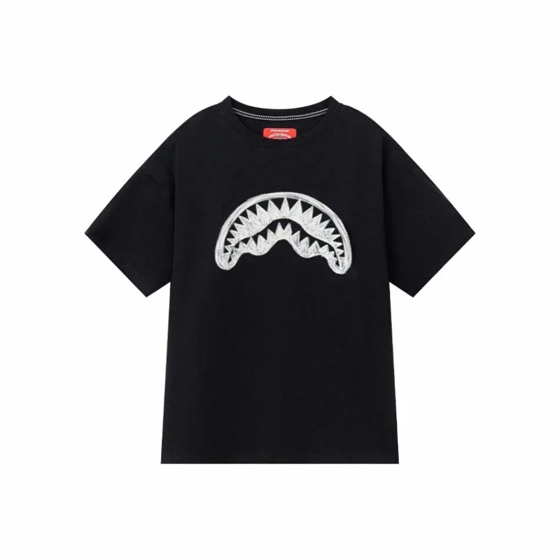 Sg Shark Mouth Big Logo Graffiti American Style Trendy Brand Print Heavyweight Unisex Short Sleeve T-Shirt Summer Tee Top