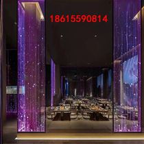 Sunroom electronically controlled mobile door curtain wall shopping mall luminous background wall laser interior carving glass bar partition customization