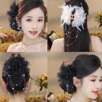 Chaoxian Heavy Industry Feather Flower Head Plate Clip Large Ladies Back Hair Clip Shark Clip Flower Hair Accessory