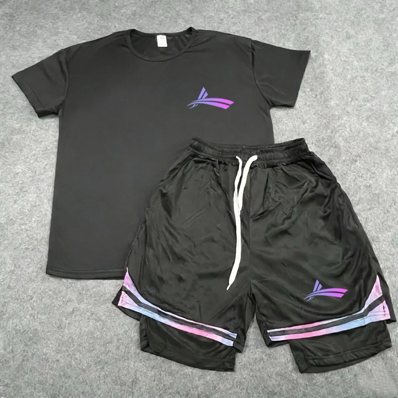 Volan Summer Sports Track and Field Training Clothes for Men and Women Quick-Drying Running Short-Sleeved Shorts Sports Suit