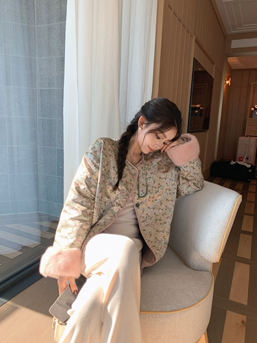 «Мисс Гуфенг» 100 шелковидный шелк+импортированные манжеты для норки Новая китайская круглая шея/кружева!