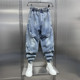 Pants 2024 ພາກຮຽນ spring overalls ຍີ່ຫໍ້ trendy ຂອງຜູ້ຊາຍ splicing ລ້າງໄວຫນຸ່ມຂາຜູກ elastic waist harem pants ຜູ້ຊາຍ