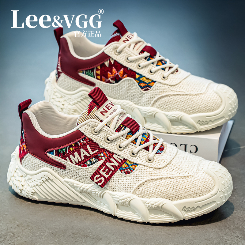 Lee&Vgg Handmade Canvas Men's Shoes Trendy Brand 2026 New Summer Breathable Woven Sports Casual Linen Shoes