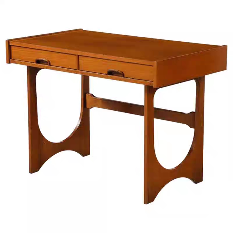 Myanmar Teak Desk in Antique Style, Home-Use Solid Wood Writing Desk, Computer Desk