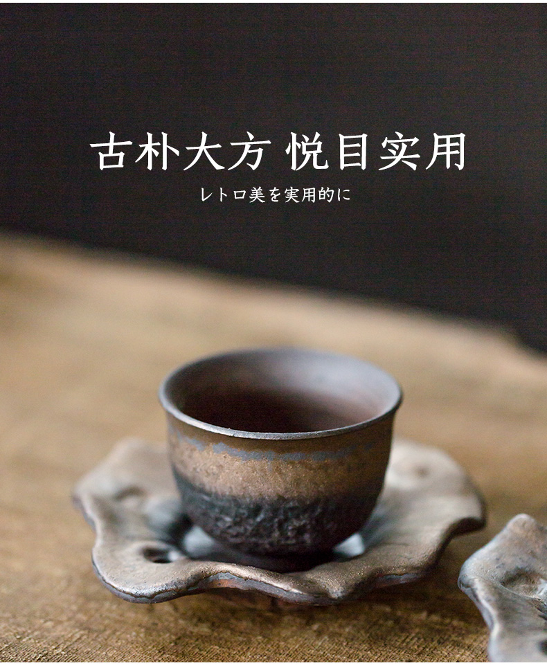 Archaize ceramic sample tea cup gold coarse pottery master kung fu tea cup hammer Japanese single cup a cup of tea cups