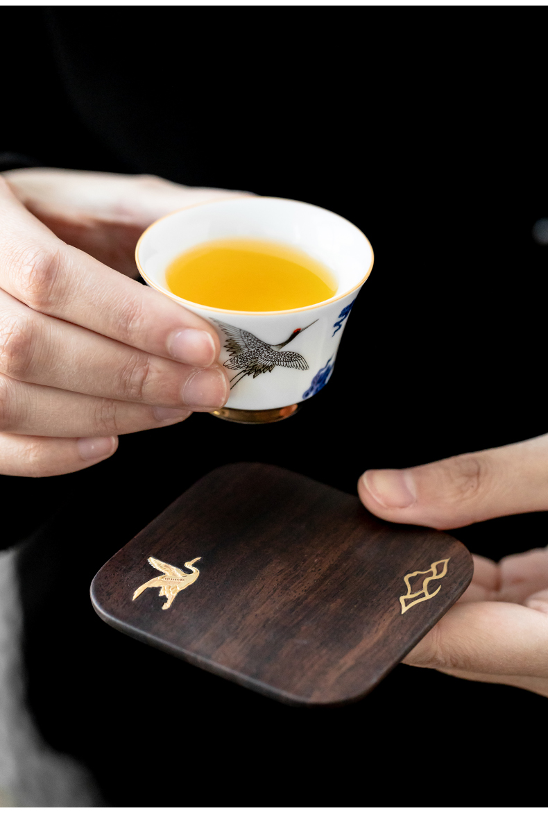 Ebony cup mat set of manual wood cup holder insulation pad with copper as antiskid zen tea tea accessories