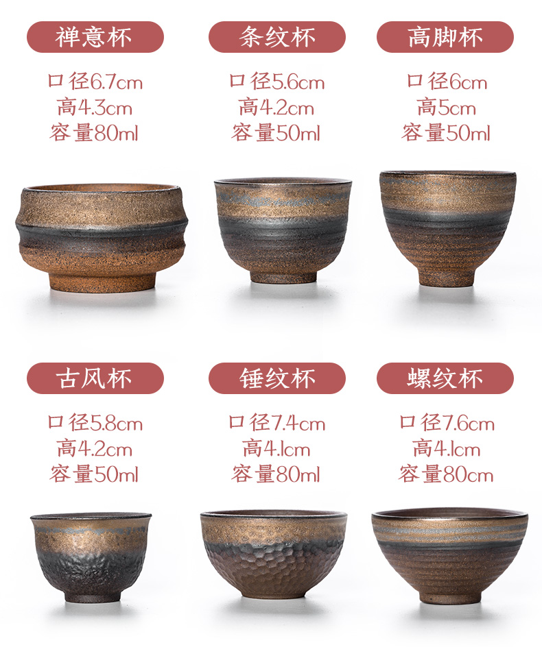 Archaize ceramic sample tea cup gold coarse pottery master kung fu tea cup hammer Japanese single cup a cup of tea cups