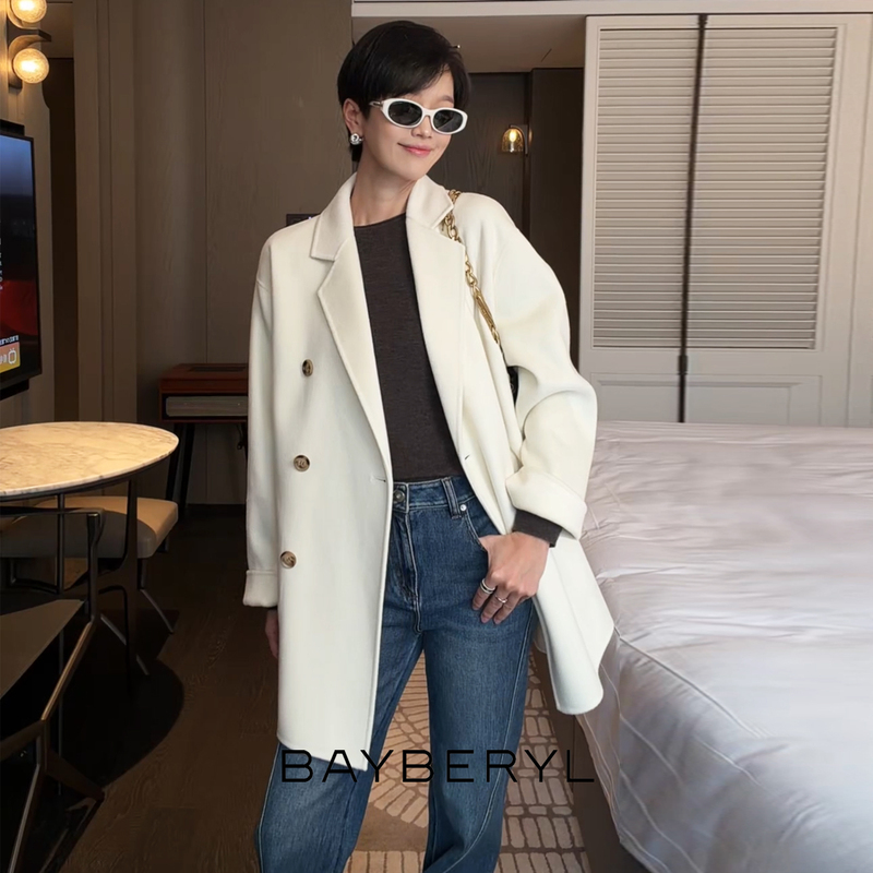 Bayberyl LAOSHU Ac Coat* Columbus Cashmere Wool Double-Breasted Double-Sided Wool Coat Bayberyl LAOSHU Ac Coat* Columbus Cashmere Wool Double-Breasted Double-Sided Wool Coat