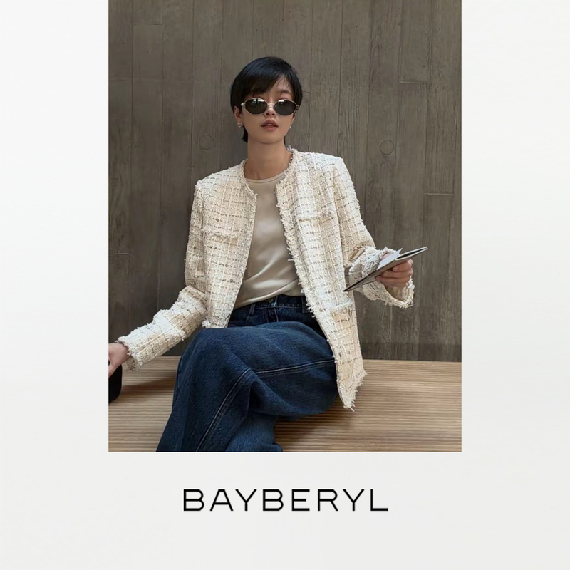 Bayberyl LAOSHU Platinum Overture* Fragrant and Elegant French Round-Neck Tweed Jacket