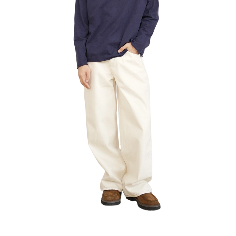 Goodliveable American-Style Narrow Selvedge White Denim Loose-Fit Casual Pants Straight-Leg Vintage Jeans Trendy