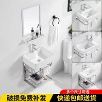 Wall-mounted washbasin Mini washbasin for small household type toilet ceramic wall-mounted corner rental house washing table pool