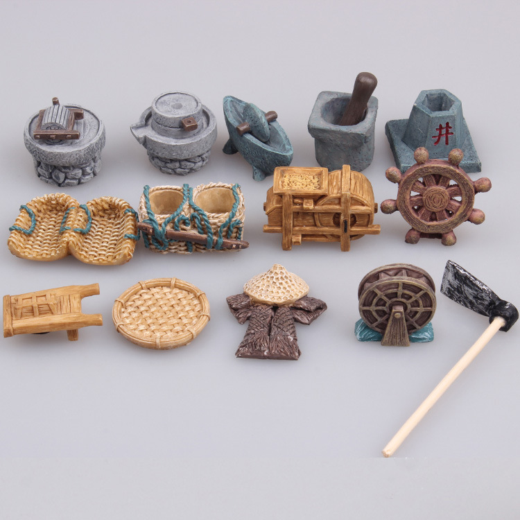 Retro Nostalgic Farmhouse Series Landscaping Micro-Landscape Small Ornaments Succulent Decorations Rural Life Mini Ornaments