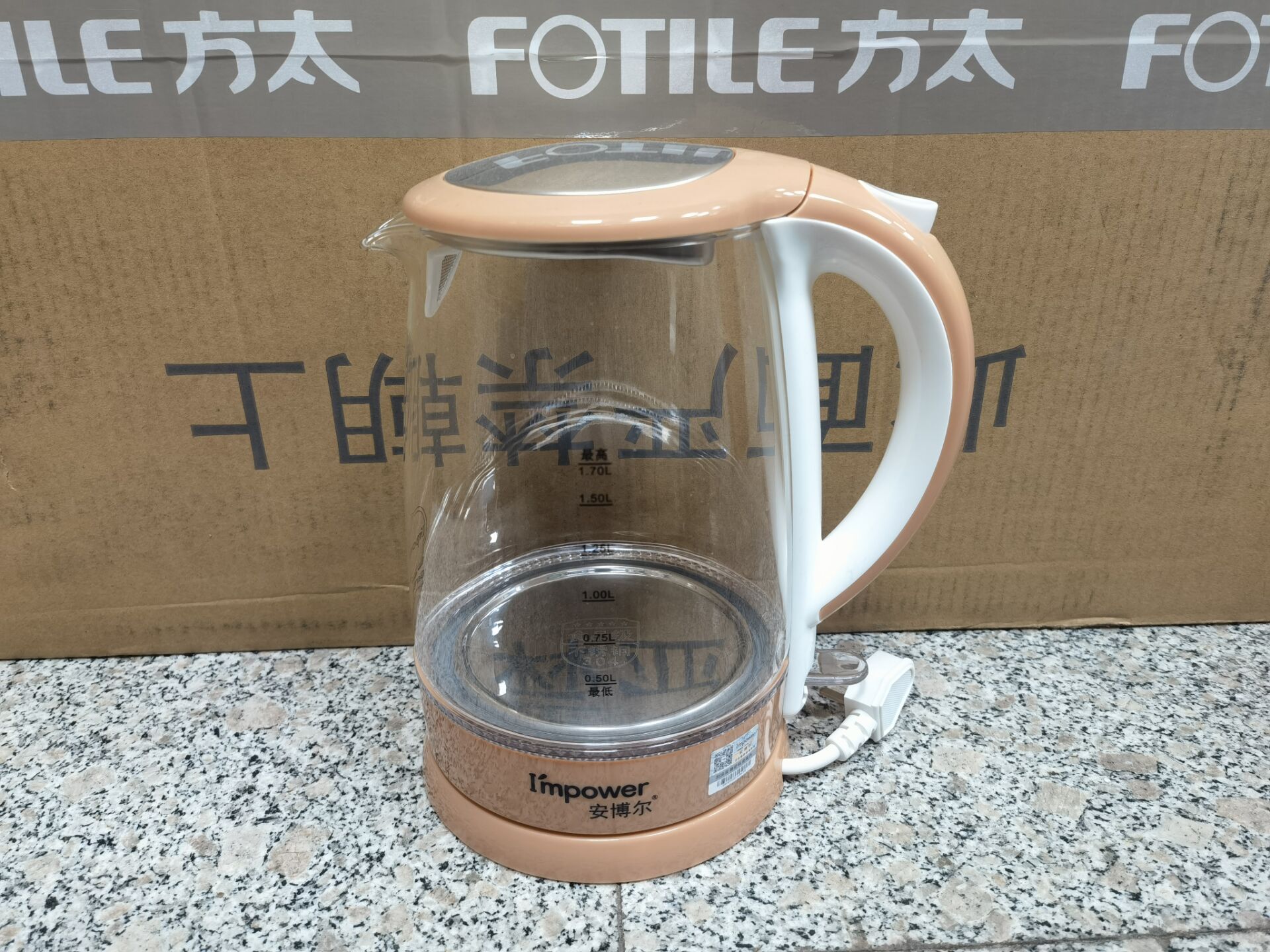 I'MPOWER Anbor HB-K001 1500W 1 7L High Boron Silicon Glass 304 electric kettle