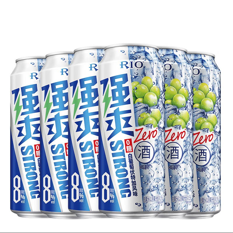 锐澳（RIO）强爽8度系列预调鸡尾酒洋酒气泡果酒【零糖】 500mL 12罐