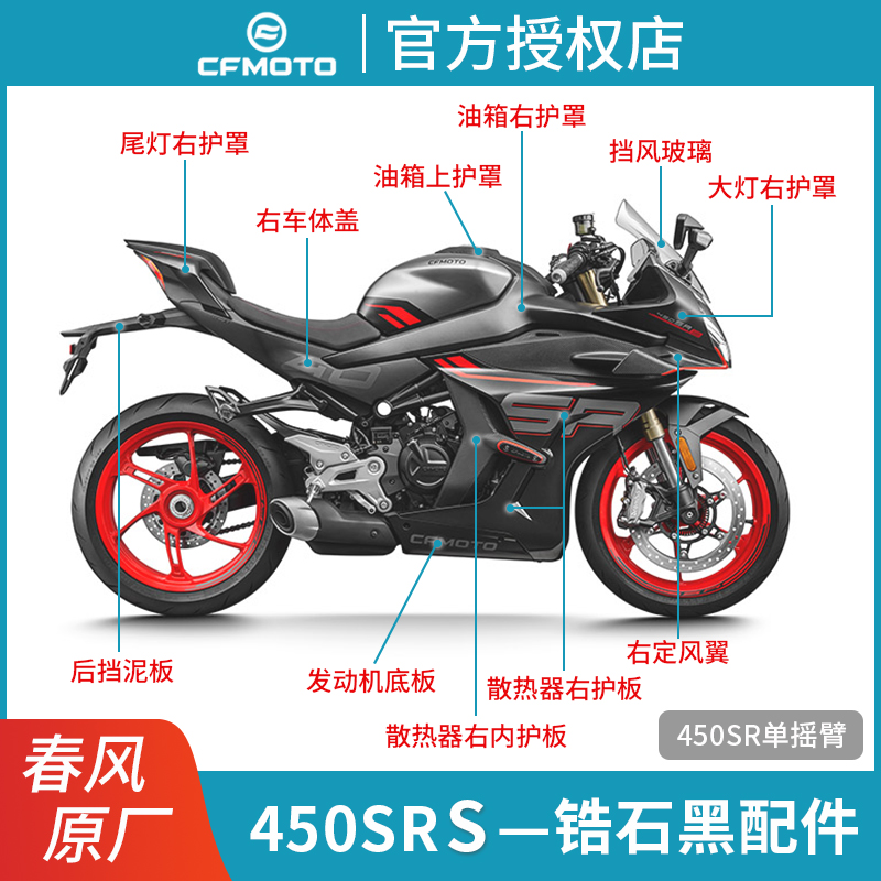 Spring Wind Original Factory 450SRS Single Rocker Protection Plate Left Fixed Wind Wing CF400-9 Housing Accessories Headlight Shield Tail Hood-Taobao