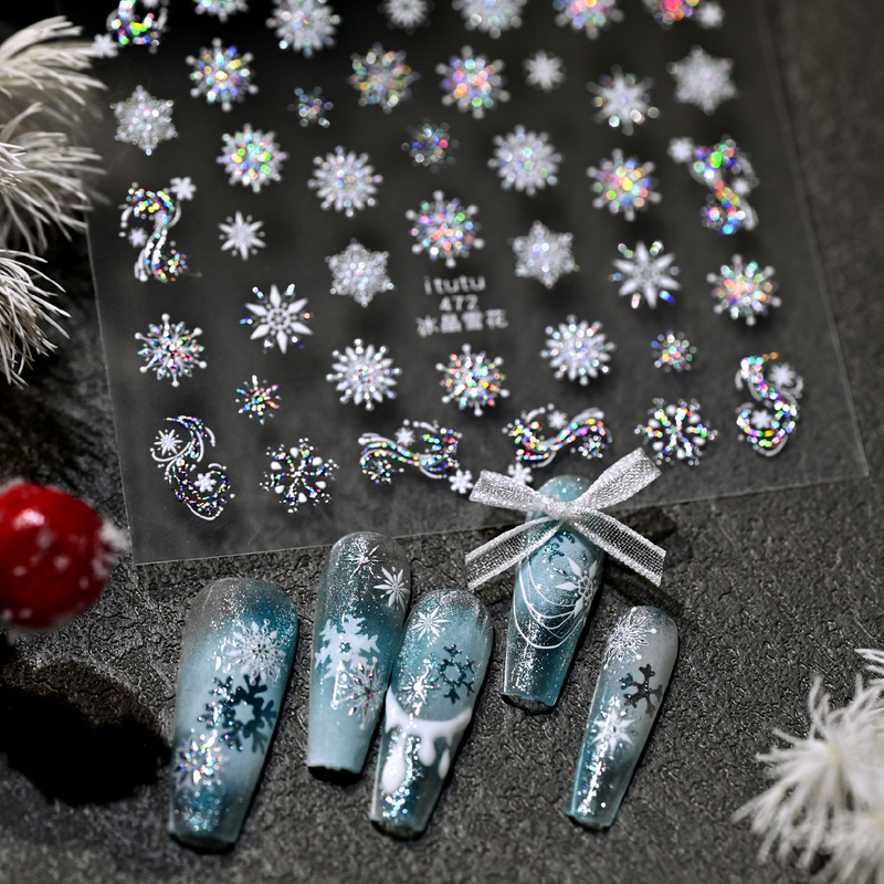 Colorful Crystal Snowflake Nail Stickers, Colorful Sparkling Silver Nail Stickers, Christmas Style Decorative Stickers, Nail Art Tools Colorful Crystal Snowflake Nail Stickers, Colorful Sparkling Silver Nail Stickers, Christmas Style Decorative Stickers, Nail Art Tools