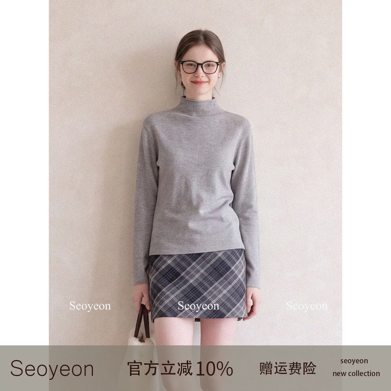 Seoyeon Light Gray Soft Skin-Friendly Base Layer Women's Half Turtleneck Slim Fit Inner Sweater Autumn and Winter Knitted Top Seoyeon Light Gray Soft Skin-Friendly Base Layer Women's Half Turtleneck Slim Fit Inner Sweater Autumn and Winter Knitted Top