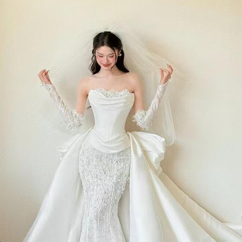 Mermaid Light Wedding Dress 2026 New Style High-End Lace Bridal Engagement Wedding Morning Photo Shoot Gown Reception Dress