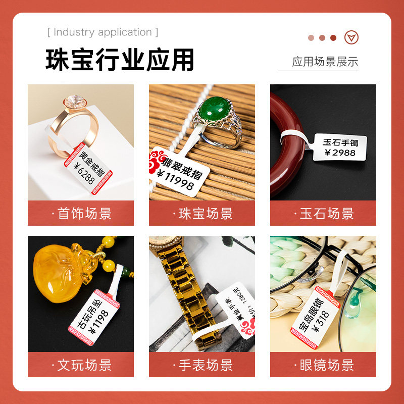 Detong Yinchu Fang P2 Jewelry Label Printer for Jewelry Tags, Price Barcodes, Handheld Label Machine for Bracelets, Necklaces, Watches, Jade, Jadeite, Gold, Eyewear Stores, and Clothing