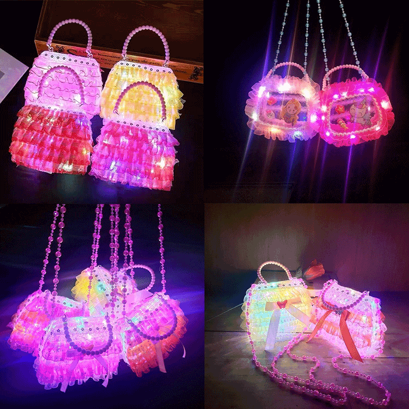 Children's Luminous Girl's Handbag, Flashing Toy, Cute Princess Cross-Body Small Wallet, Handmade Key Bag Gift