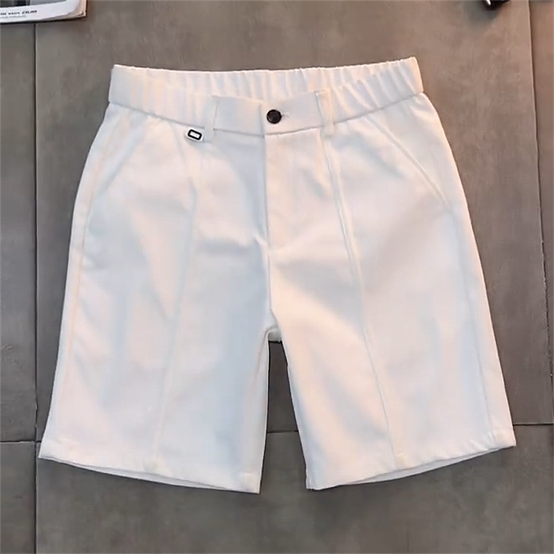 Summer Twill Texture Simple Solid Color Casual Shorts for Men with Center Seam Design, Semi-Elastic Waist, Breathable Straight-Leg Five-Point Shorts Summer Twill Texture Simple Solid Color Casual Shorts for Men with Center Seam Design, Semi-Elastic Waist, Breathable Straight-Leg Five-Point Shorts
