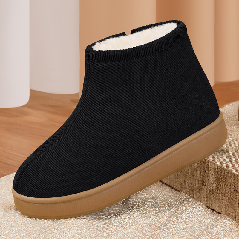 Women's Winter Cotton Shoes with Fleece Lining, Thickened Wool, Closed-Back Cotton Slippers, Non-Slip, Warm Shoes for Elderly Women and Men